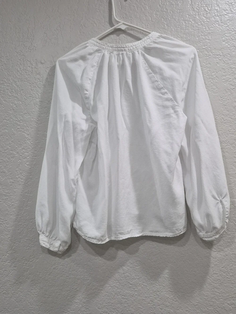 Bella Dahl White Wrinkle Free Button Up Peasant Blouse Size M